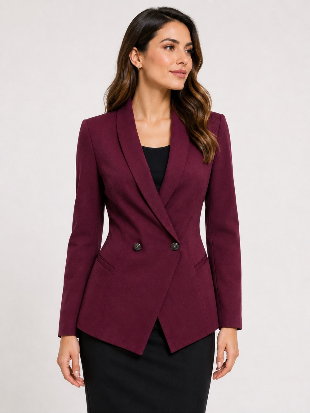 Forever 21 Love 21 Burgundy Double-Breasted Tailored Blazer – Size M
